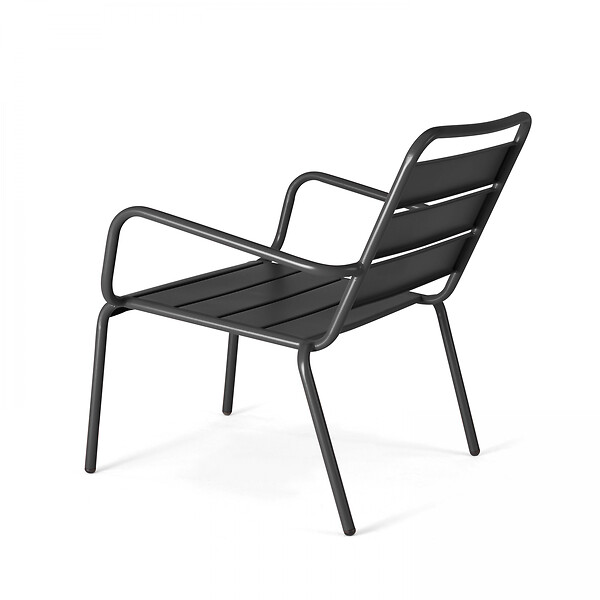 OVIALA - Lot de 2 fauteuils relax avec repose-pieds en métal gris - Palavas - large