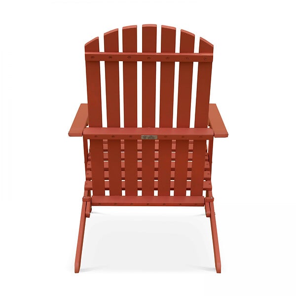 OVIALA - Fauteuil relax pliant en bois d'eucalyptus terracotta - Calgary - large