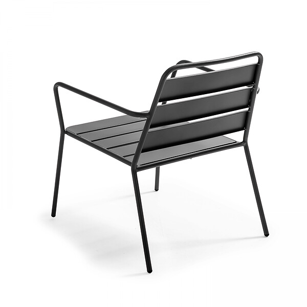 OVIALA - Salon de jardin 4 places et 1 table basse en acier anthracite - Palavas - large
