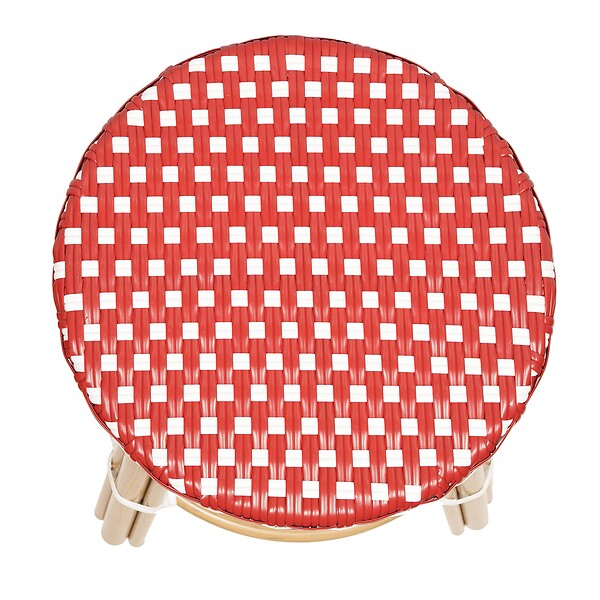 OVIALA - Tabouret de jardin en aluminium et rotin synthétique blanc et rouge - Belleville - large