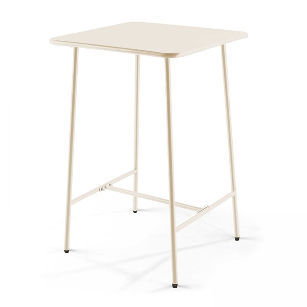 OVIALA - Ensemble table de bar et 2 chaises hautes en métal ivoire - Palavas - large