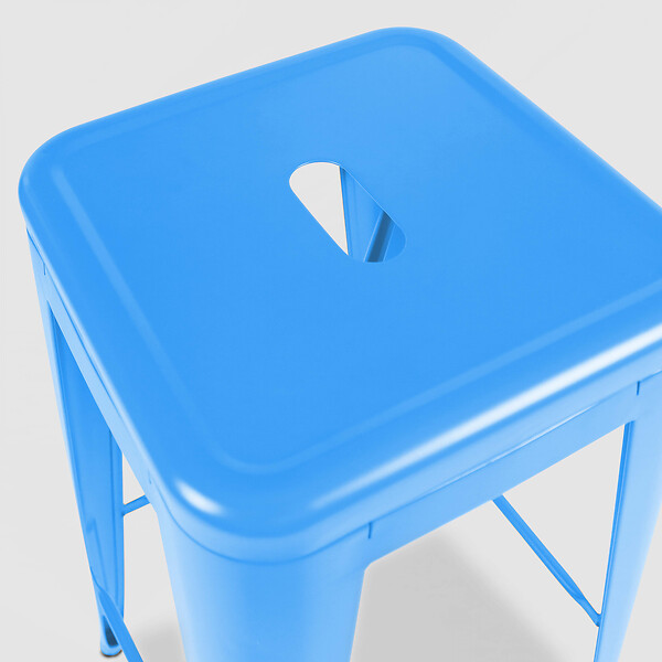 OVIALA - Tabouret de bar en métal bleu mat - Indus - large