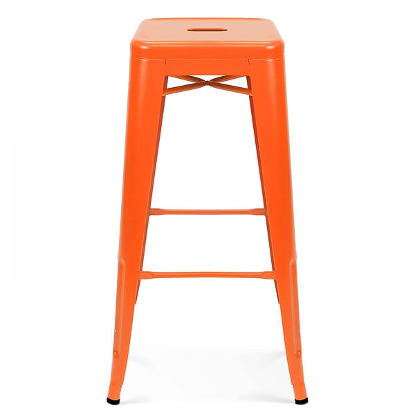 OVIALA - Lot de 4 tabourets de bar en acier orange mat - Indus - large