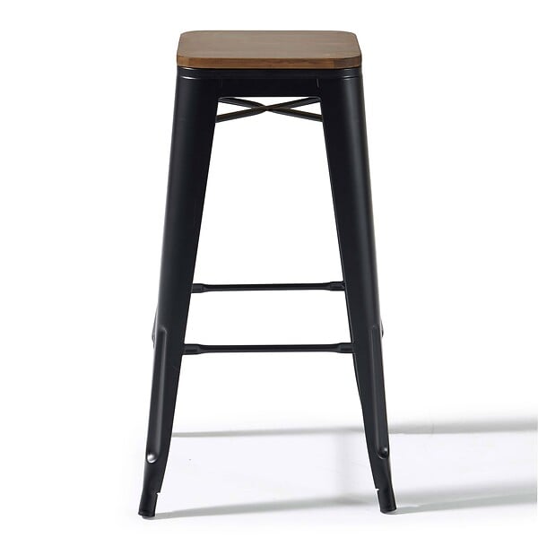 OVIALA - Lot de 4 tabourets de bar en acier noir mat  - Indus - large