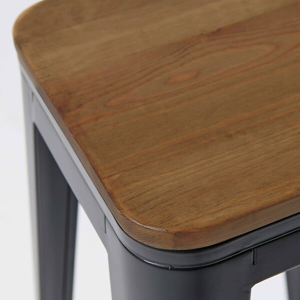 OVIALA - Lot de 4 tabourets de bar en acier noir mat  - Indus - large
