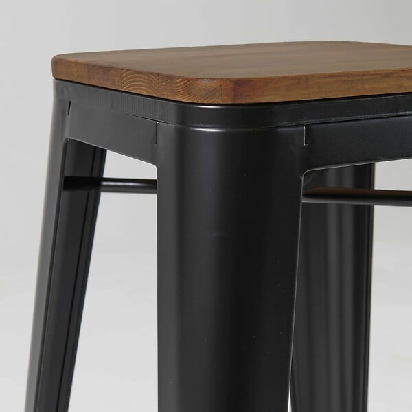 OVIALA - Lot de 4 tabourets de bar en acier noir mat  - Indus - large