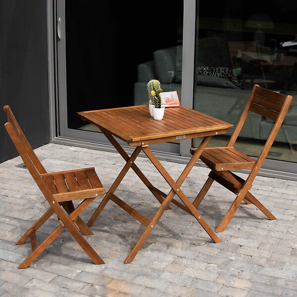 OVIALA - Table bistrot pliante carrée en bois d'eucalyptus - Sete - large