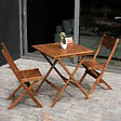 OVIALA - Table bistrot pliante carrée en bois d'eucalyptus - Sete - vignette