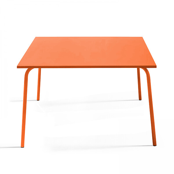 OVIALA - Table de jardin carrée en métal 8 places 120 cm orange - Palavas - large