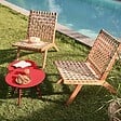 OVIALA - Table basse de jardin ronde en métal rouge 50 cm - Palavas - vignette