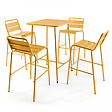 OVIALA - Table haute de jardin carrée en acier jaune - Palavas - vignette