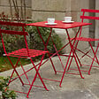 OVIALA - Table de jardin pliante bistrot en acier rouge - Rome - vignette
