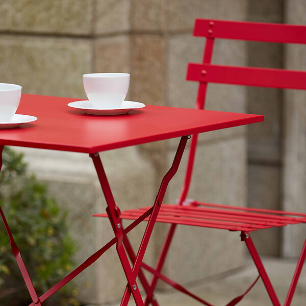 OVIALA - Table de jardin pliante bistrot en acier rouge - Rome - large