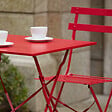 OVIALA - Table de jardin pliante bistrot en acier rouge - Rome - vignette