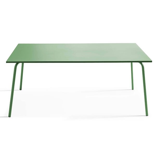 OVIALA - Table de jardin rectangulaire en métal 8 places 180 cm vert cactus - Palavas - large