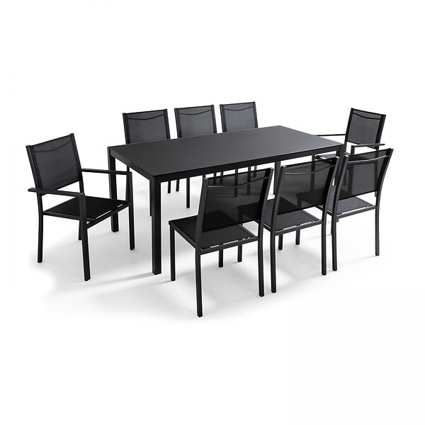 OVIALA - Table de jardin en aluminium 8 places 180 cm gris anthracite - Ajaccio - large