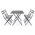 OVIALA - Table de jardin pliante acier gris 4 places - Rome - vignette