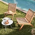 OVIALA - Lot de 2 tables basses de jardin en acier blanc - Palavas - vignette