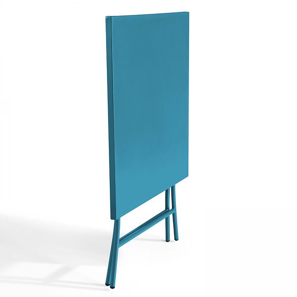 OVIALA - Table de jardin pliante carrée en acier 70 cm 4 places bleu pacific - Palavas - large