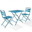 OVIALA - Table de jardin pliante carrée en acier 70 cm 4 places bleu pacific - Palavas - vignette
