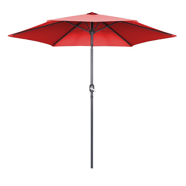 OVIALA - Parasol droit inclinable 3m et 4 dalles lestées aluminium rouge - Matera - large