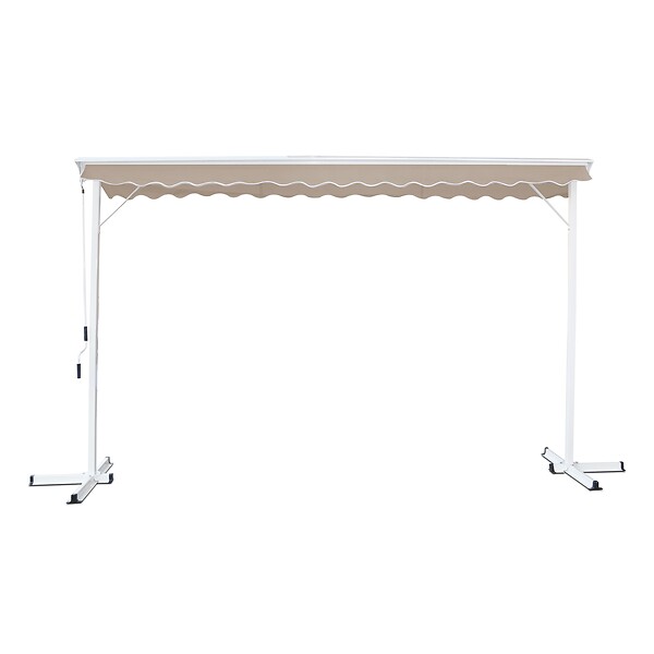 OVIALA - Store double pente avec coffre 3 x 4 m en aluminium taupe - Delgada - large