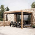 OVIALA - Pergola bioclimatique autoportée 3x4 m et 1 store bois gris - Athenes - vignette