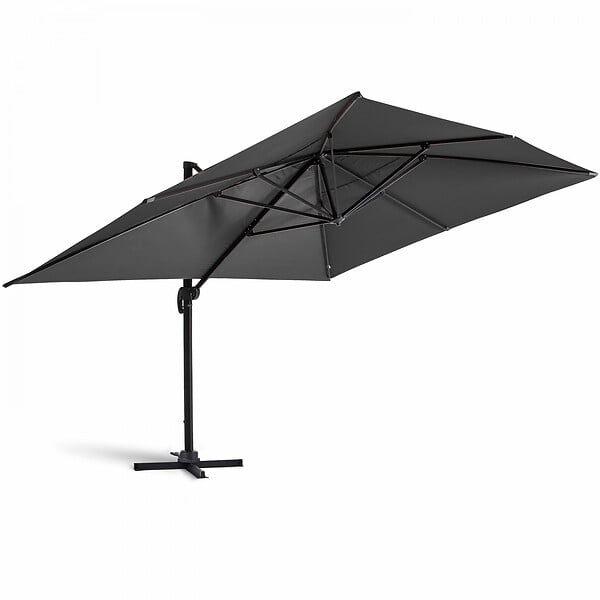 OVIALA - Parasol Déporté 3x4m Inclinable Rotatif + 4 Dalles Lestées anthracite  - Caserta - large