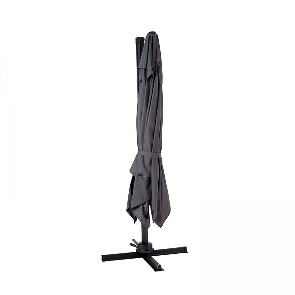 OVIALA - Parasol déporté inclinable et rotatif 3 x 3m en aluminium gris - Malaga - large