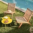 OVIALA - Table basse de jardin ronde en métal jaune 50 cm - Palavas - vignette