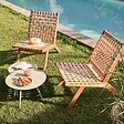 OVIALA - Lot de 2 tables basses de jardin en acier ivoire 50 cm - Palavas - vignette