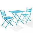 OVIALA - Table de jardin pliante carrée en acier 70 cm 4 places bleu - Palavas - vignette