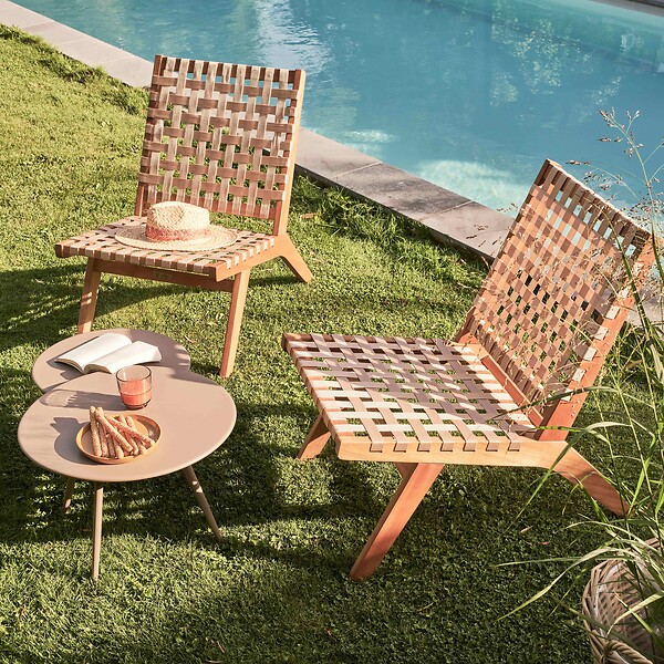OVIALA - Lot de 2 tables basses de jardin en acier taupe - Palavas - large