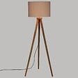 ATMOSPHERA - Lampadaire Trépied en Bois de Manguier et Abat-jour Beige lin H 150 cm - vignette