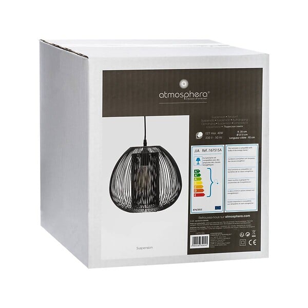 ATMOSPHERA - Luminaire Suspension en Métal filaire Noir D 28 cm - large