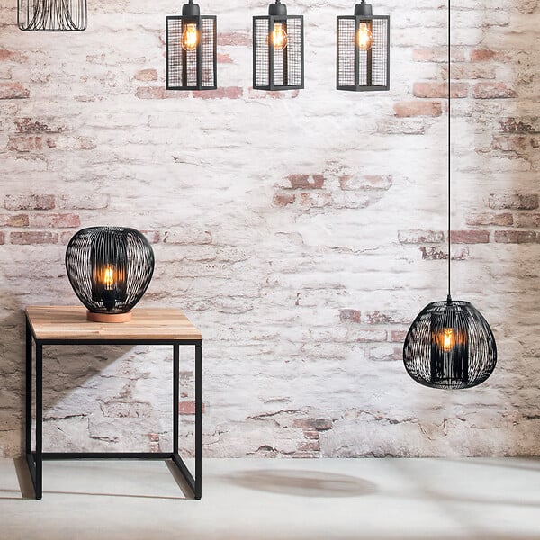 ATMOSPHERA - Luminaire Suspension en Métal filaire Noir D 28 cm - large