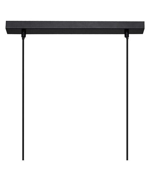 ATMOSPHERA - Luminaire Suspension 5 Lampes en Métal Noir et Bois de Pin L 60 cm - large