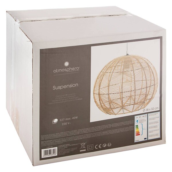ATMOSPHERA - Luminaire Suspension en Rotin naturel D 38 cm - large