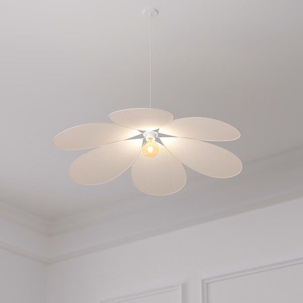 ATMOSPHERA - Luminaire Suspension pétales  en métal et coton Beige D 72 cm - large