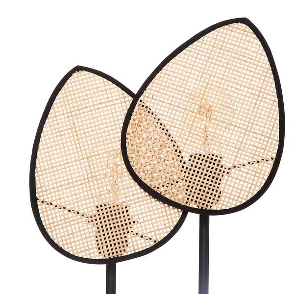 ATMOSPHERA - Lampe à poser en Cannage de Rotin et métal Noir H 44 cm - large