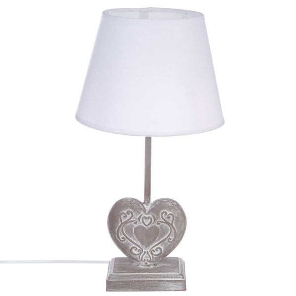 ATMOSPHERA - Lampe à poser Pied en bois forme Coeur H 49 cm - large