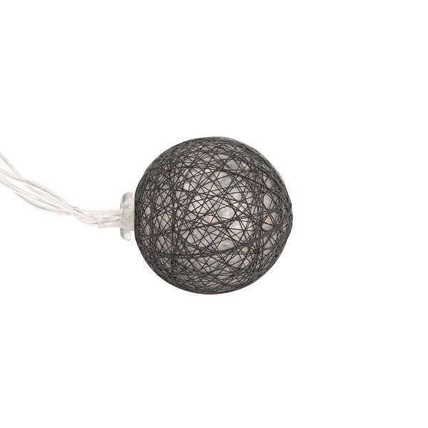 ATMOSPHERA - Guirlande décorative à piles 16 LED Boules en Coton D 3,5 x L 255 cm - Gris et Bleu - large