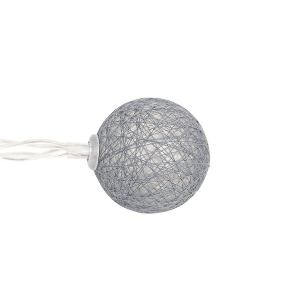ATMOSPHERA - Guirlande décorative à piles 16 LED Boules en Coton D 3,5 x L 255 cm - Gris et Bleu - large