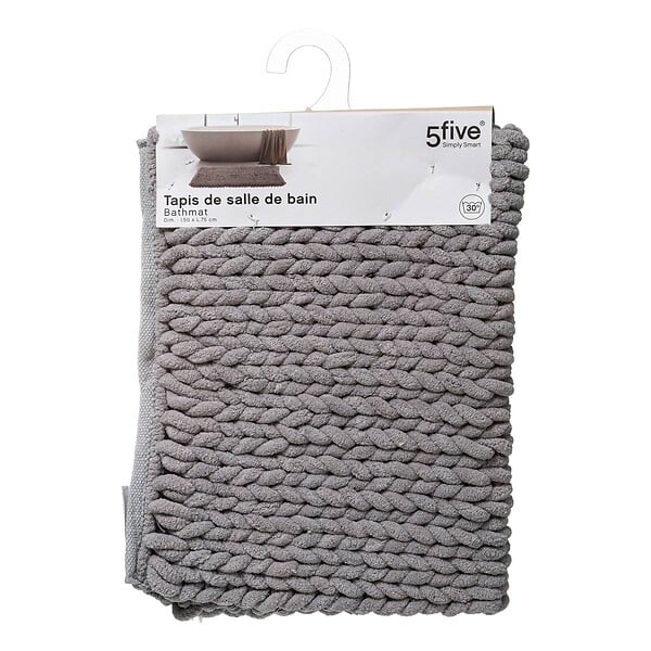 5 FIVE SIMPLY SMART - Tapis de Salle de Bain épais Uni Gris 50 x 75 cm - large