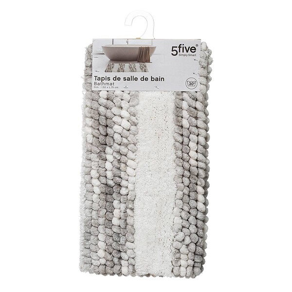 5 FIVE SIMPLY SMART - Tapis de salle de Bain épais rayé Gris 50 x 75 cm - large