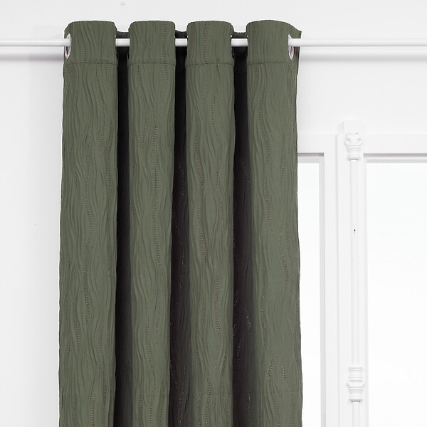 ATMOSPHERA - Rideau à œillets tissu texturé effet froissé Vert Kaki 135 x 260 cm - large