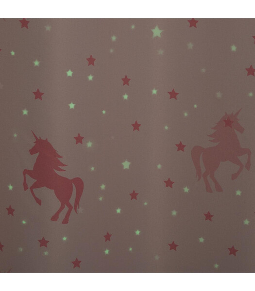 ATMOSPHERA - Rideau occultant Rose avec Licornes phosphorescentes 140 x 250 cm - large