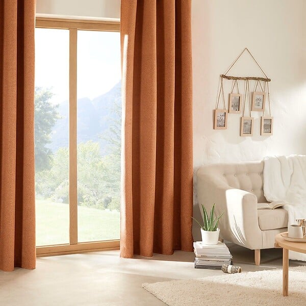 ATMOSPHERA - Rideau à œillets Occultant et Isolant effet bouclette Terracotta 140 x 260 cm - large