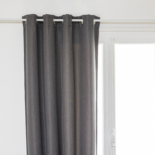 ATMOSPHERA - Rideau à œillets Occultant Tissu Chenille Gris foncé 140 x 260 cm - large