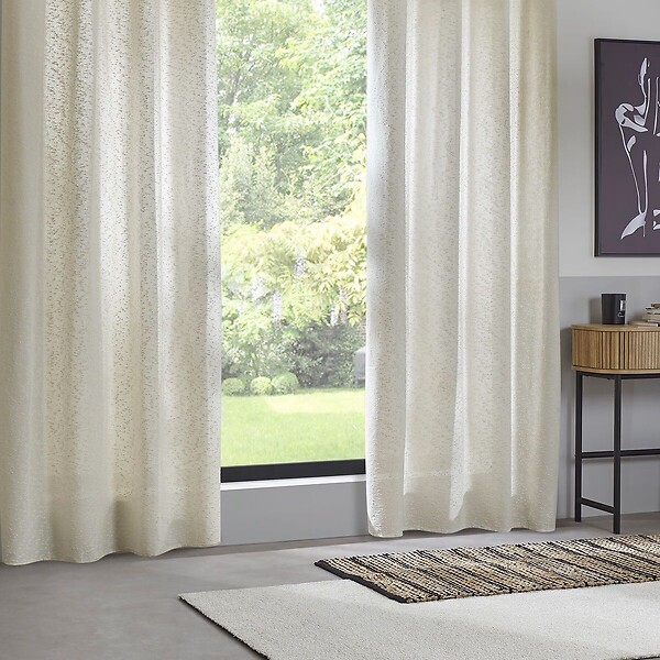 ATMOSPHERA - Rideau à œillets texturé Aska Beige Lin 140 x 260 cm - large